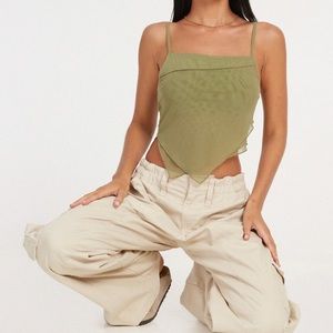 Motel rocks mesh olive green bandaue top